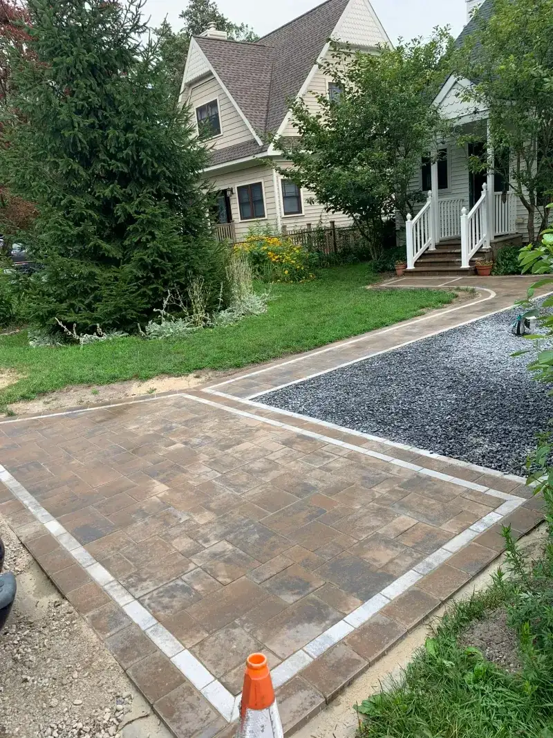 Paver Parking Pad with Asphalt Apron: interlocking paver parking pad asphalt apron
