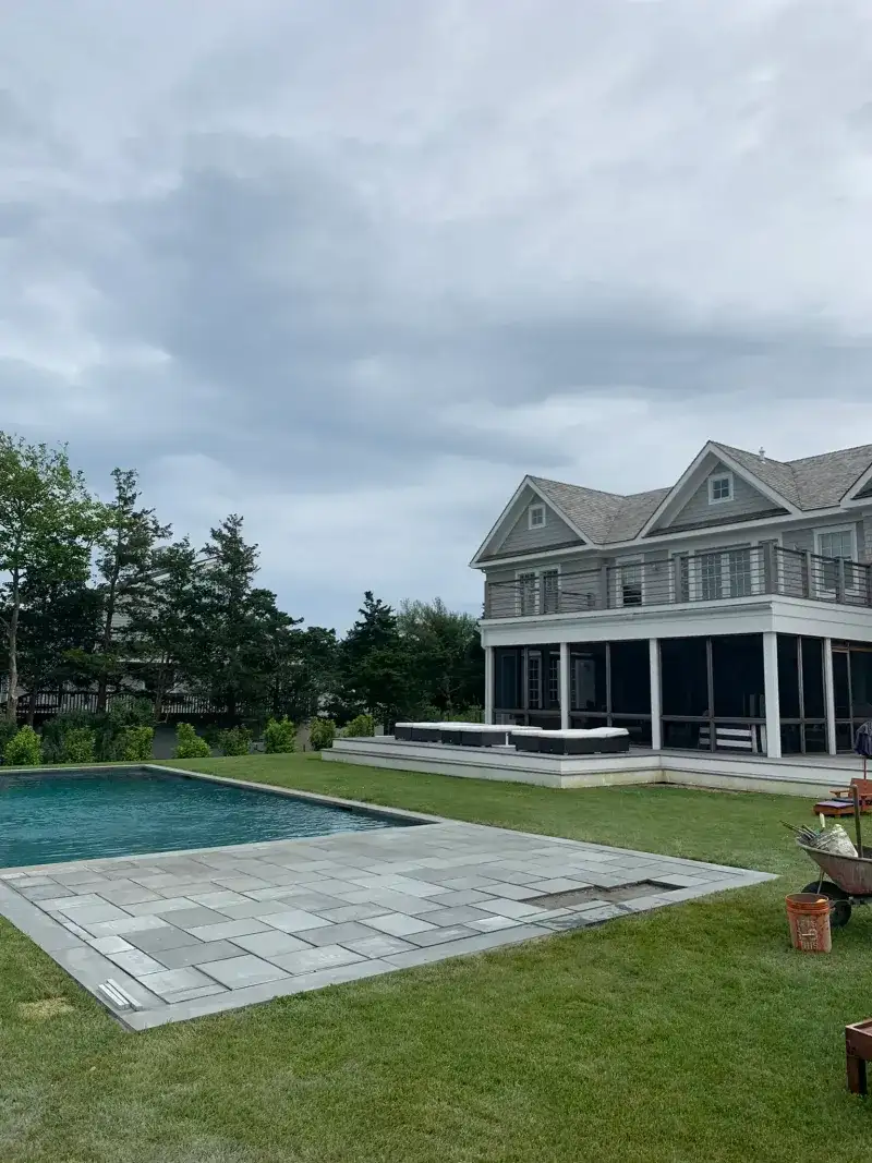 Light Gray Paver Pool Patio: light gray paver pool patio complete