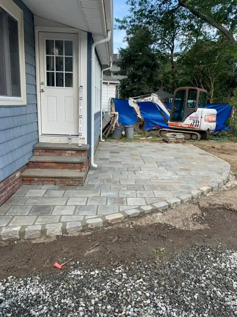 Light Gray Paver Walkway and Stoop: light gray paver walkway and stoop complete